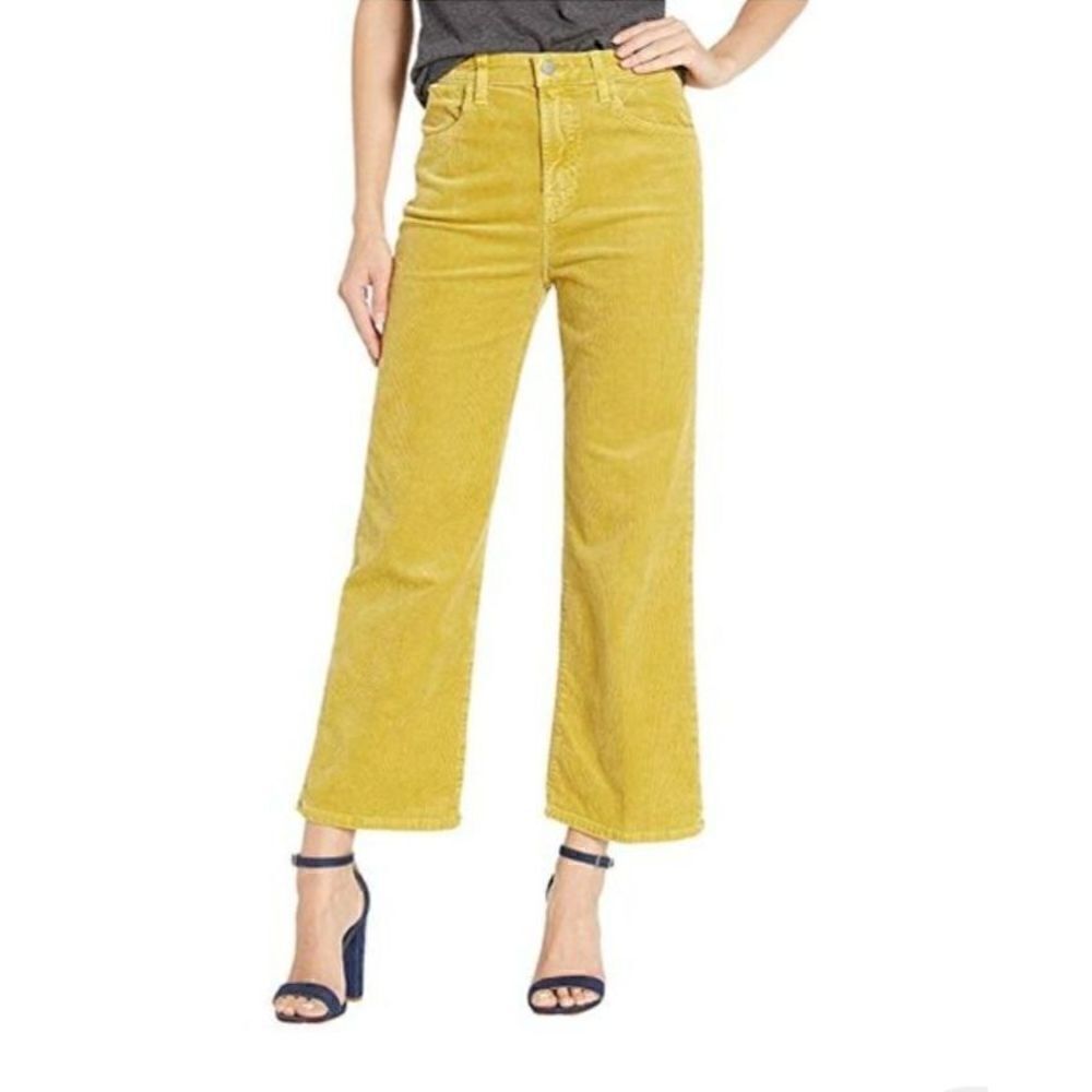 J. BRAND Women's Joan Crop Corduroy Absinthe Green Yellowโ Size 26